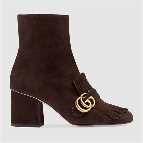 gucci marmont suede boot|Gucci heeled ankle boots.